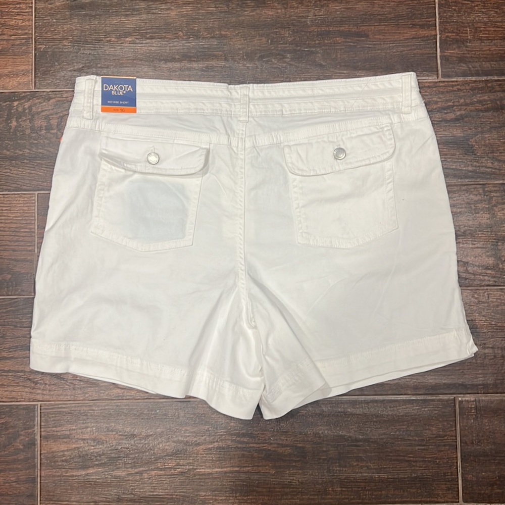NWT Dakota Blue White Cotton Stretch Midrise Shorts - Picture 7 of 8